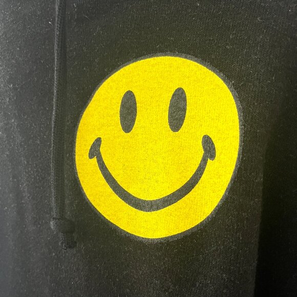 Aviator Nation Smiley 2 Relax Cropped Pullover Hoodie | Sz: Sm | Color: Black - Picture 5 of 10